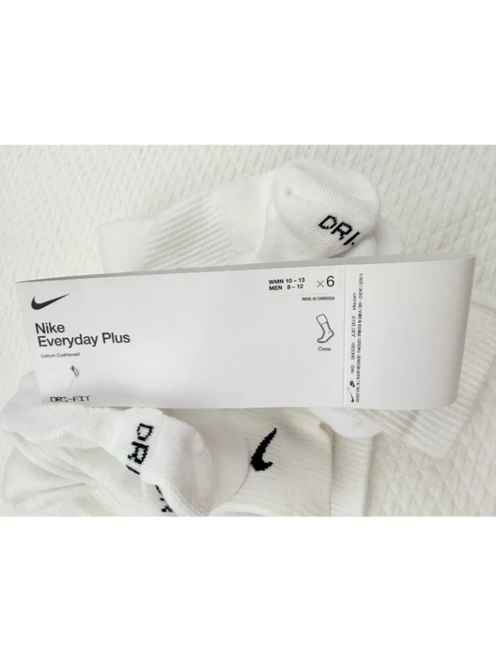 Nike Everyday Plus Dri-FIT Adult Mens Size L (8-12) Cushioned 6 Pair Crew Socks